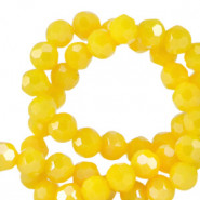 Top Glas Facett Glasschliffperlen 4mm rund Sunburst yellow-pearl shine coating